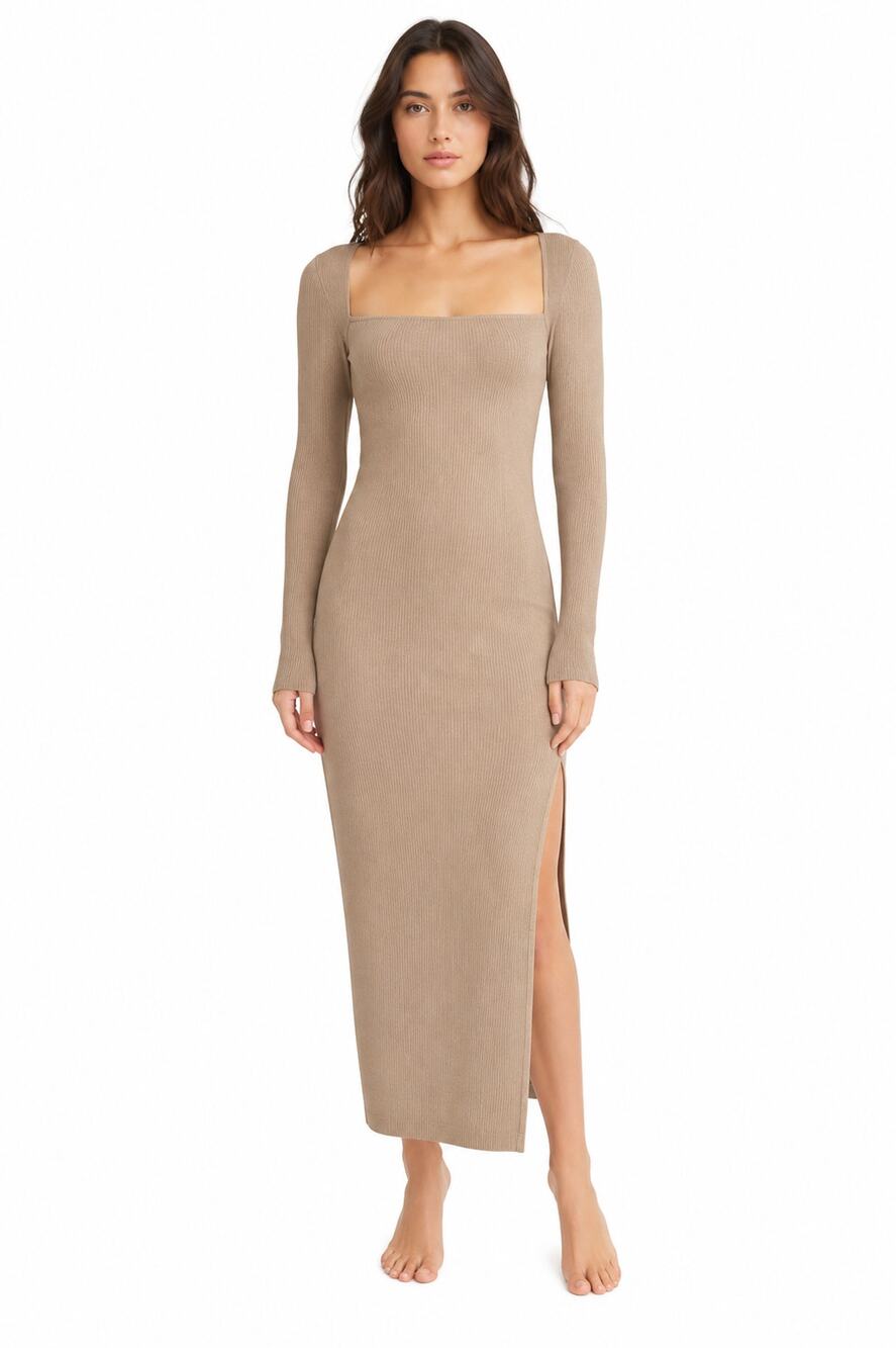 Aritzia Chablis Grey Taupe Dress with Slit Size XS
